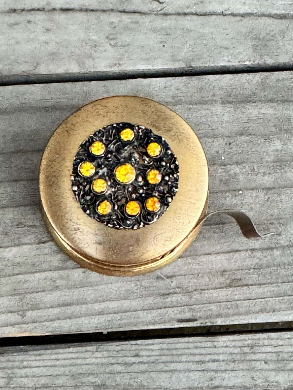 VTG Mid Century Jeweled Brass Stamp Roll Dispenser